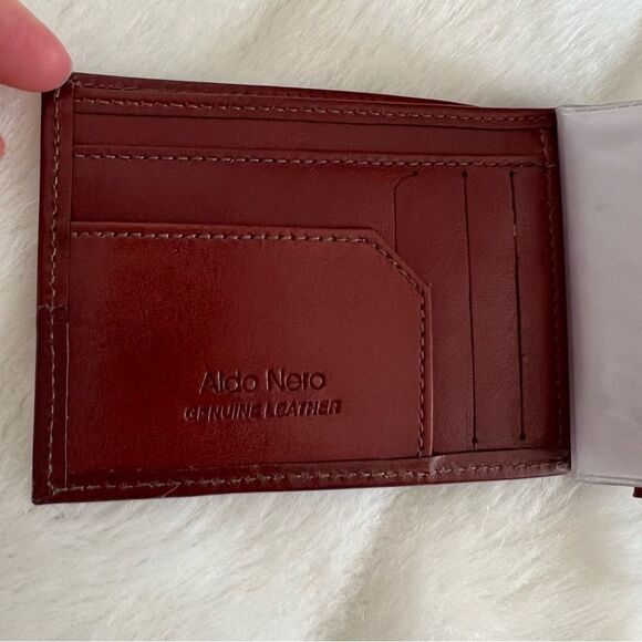 Men’s Leather Bifold Wallet by Aldo Nero  Gorgeous Bicolor Rich Dark Brown - Picture 9 of 12